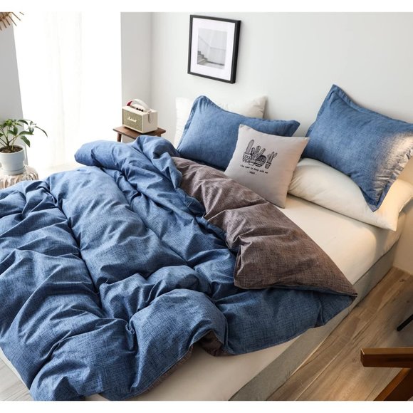 Other - Duvet Cover Set 3PCS with Zipper Closure  Modern Printed Comforter Blue